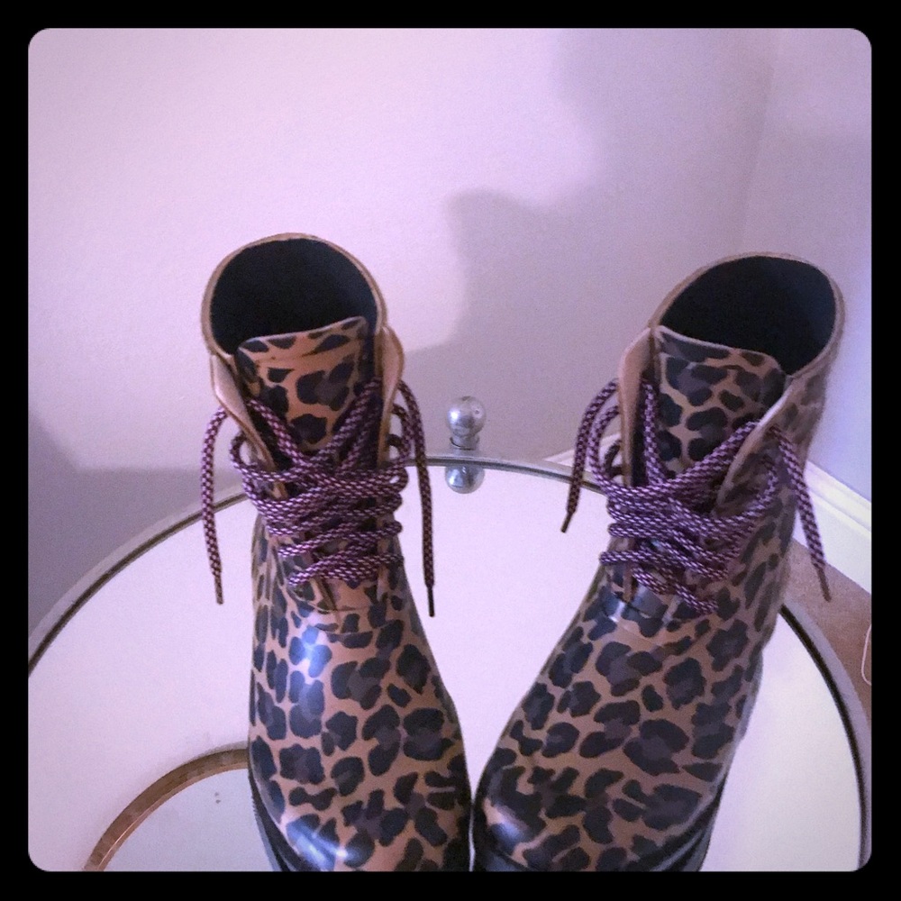 Leopard rain boots . Jcrew